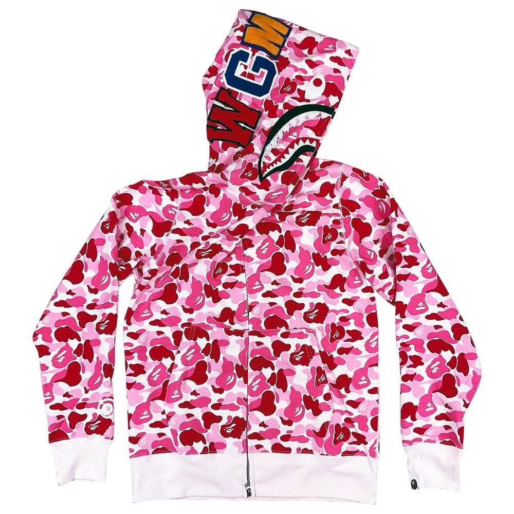 BAPE ABC Camo Shark WGM Full Zip Hoodie Pink | A Bathing Ape